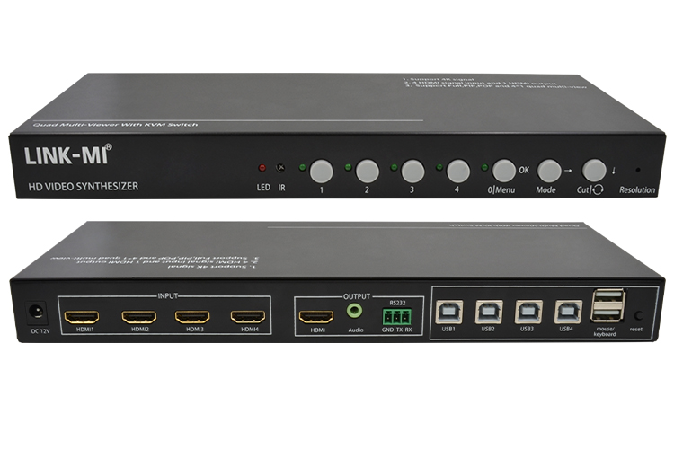 LINK-MI LM-SH41K 4x1 HD Multiviewer with KVM