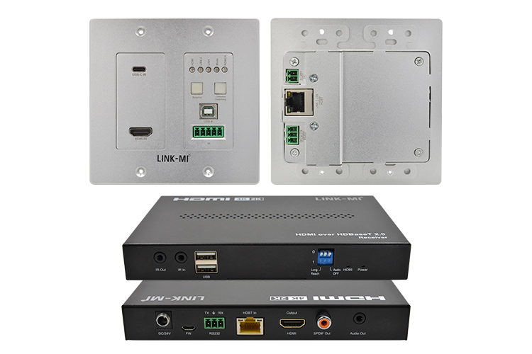 LINK-MI LM-EW55 HDBaseT Extender Wall plate to Box Kit HDMI+Type-C inputs, 4K60Hz 4:4:4 up to 100m